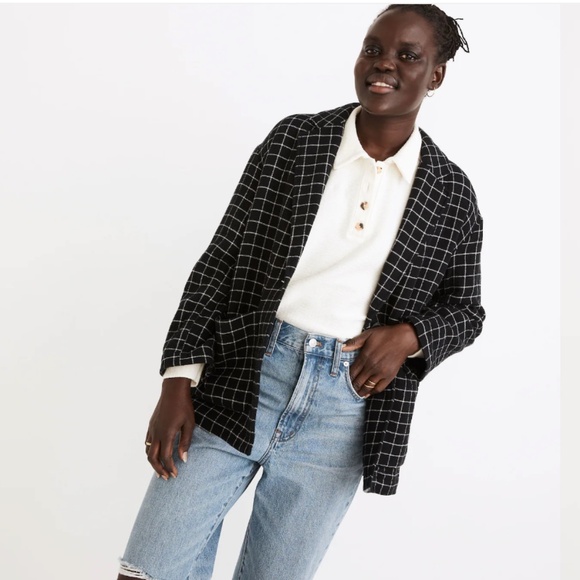 Madewell Waffleback Shaw Oversized Blazer in Windowpane - Picture 1 of 5